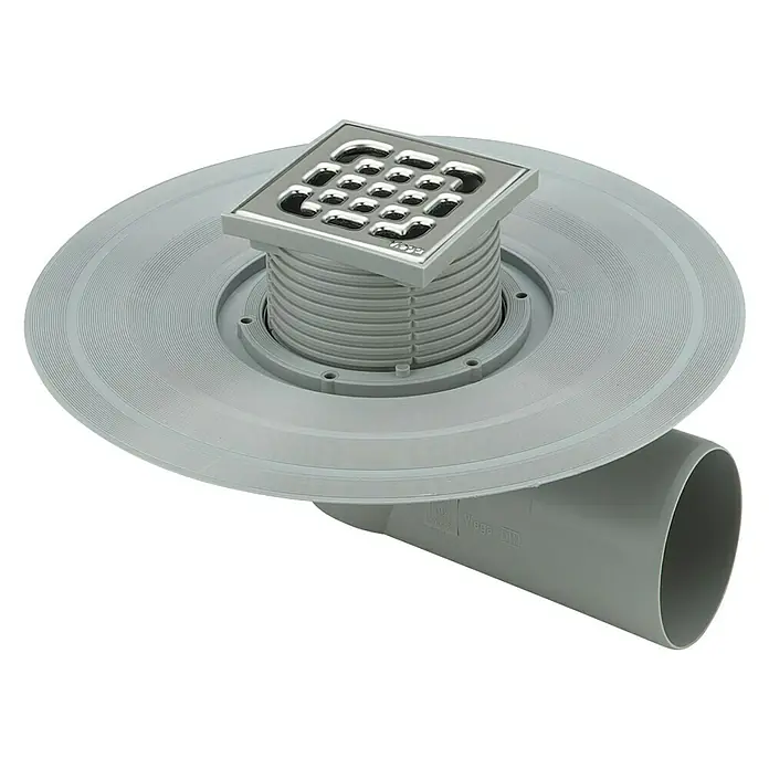 Viega Advantix Balkon- & Terrassenablauf - 100 x 100 mm, Waagerecht - Diagonale Ansicht