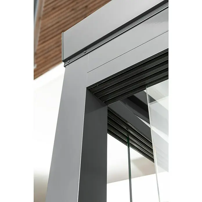 Nadstrešnica za terasu EASYGSW - D x D: 400 cm x 300 cm, Polikarbonat, Antracit siva, Opal - Detaljan prikaz