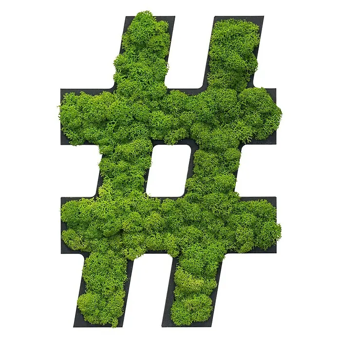styleGreen Wandobjekt Piktogramm - Sonderzeichen Hashtag #, L x B x H: 20 x 3,5 x 25 cm - Vorderansicht