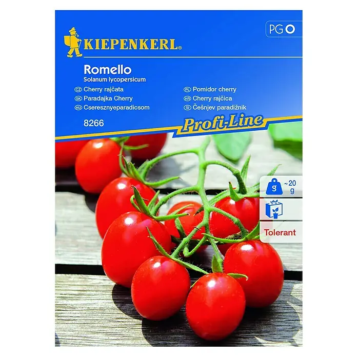 Kiepenkerl Sjeme povrća rajčica - Berba: Kolovoz, Sorta: Romello - Pogled sprijeda
