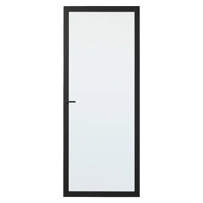 Solid Elements Binnendeur SE 7005 blank glas - 93 x 201,5 cm, Draairichting: Links, Zwart, Opdek - Vooraanzicht