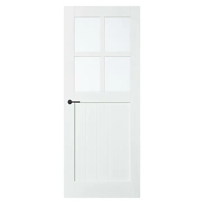 Solid Elements Binnendeur SE 6065 blank glas - 83 x 211,5 cm, Draairichting: Rechts, Wit, Opdek, Massief - Vooraanzicht