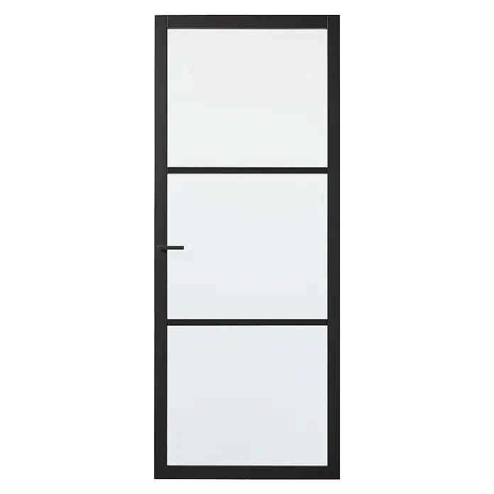 Solid Elements Binnendeur SE 7015 mat glas - 78 x 211,5 cm, Draairichting: Links, Zwart, Opdek - Vooraanzicht
