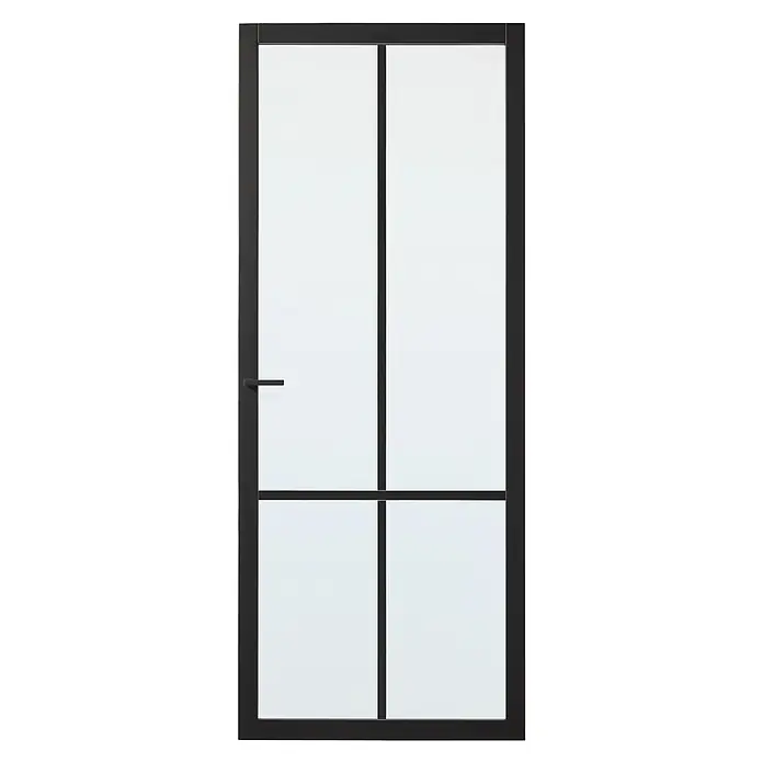 Solid Elements Binnendeur SE 7055 mat glas - 93 x 201,5 cm, Draairichting: Links- & rechts, Zwart, Stomp - Vooraanzicht