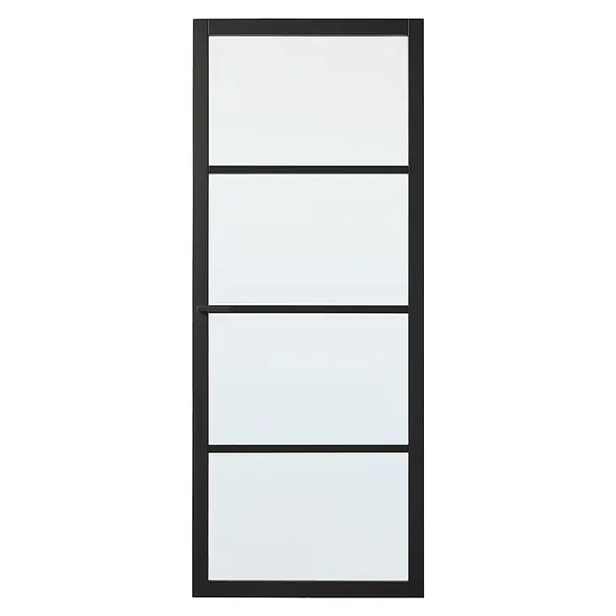 Solid Elements Binnendeur SE 7025 mat glas - 78 x 211,5 cm, Draairichting: Links, Zwart, Opdek - Vooraanzicht