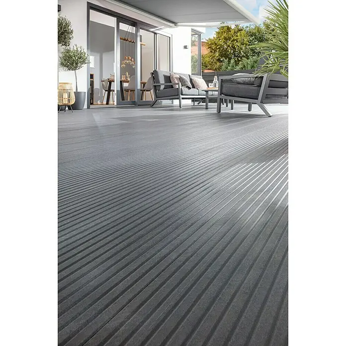 Tablón para terraza WPC Eco Friendly - Gris, 300 x 15 x 2,8 cm - Foto ambiente