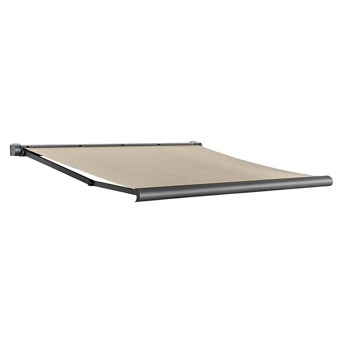 Sunfun Vollkassettenmarkise Elba - Beige, Farbe Gestell: Anthrazitgrau, Breite: 3,5 m, Ausfall: 3 m - Diagonale Ansicht