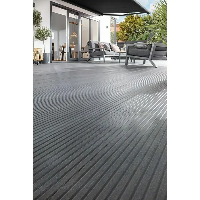 Tablón para terraza WPC Eco Friendly - Gris, 300 x 15 x 2,8 cm - Foto ambiente
