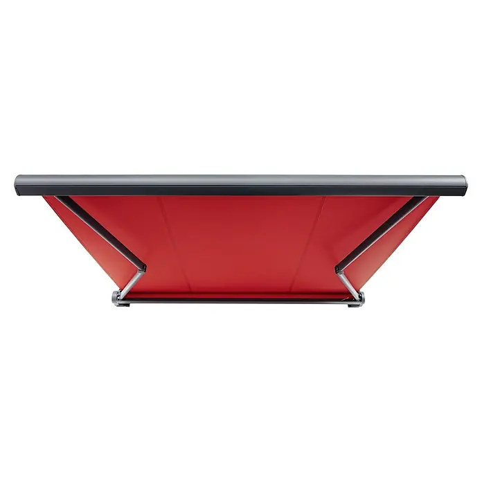 Sunfun Vollkassettenmarkise Elba - Rot, Farbe Gestell: Anthrazitgrau, Breite: 5 m, Ausfall: 3,5 m - Diagonale Ansicht