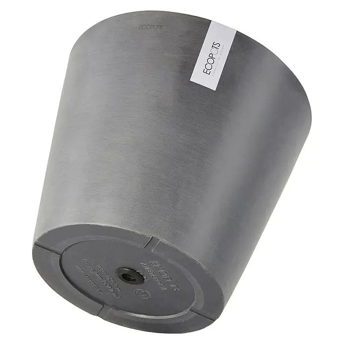 Ecopots Amsterdam Pflanztopf - Außenmaß (Ø x H): 40 x 35 cm, Kunststoff, Grau - Diagonale Ansicht