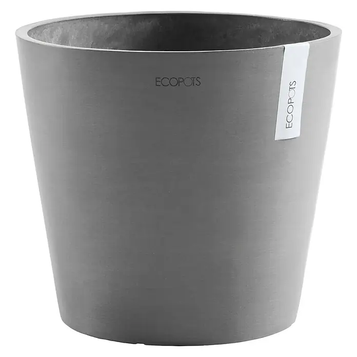 Ecopots Amsterdam Pflanztopf - Außenmaß (Ø x H): 40 x 35 cm, Kunststoff, Grau - Vorderansicht