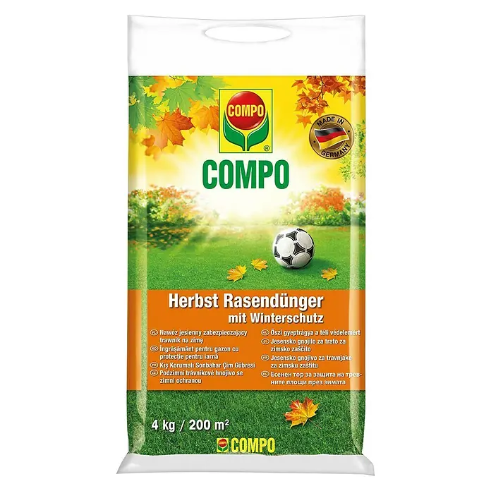 Compo Gnojivo za travnjake - Neto težina: 4 kg, Sadržaj je dovoljan za: 200 m² - Pogled sprijeda