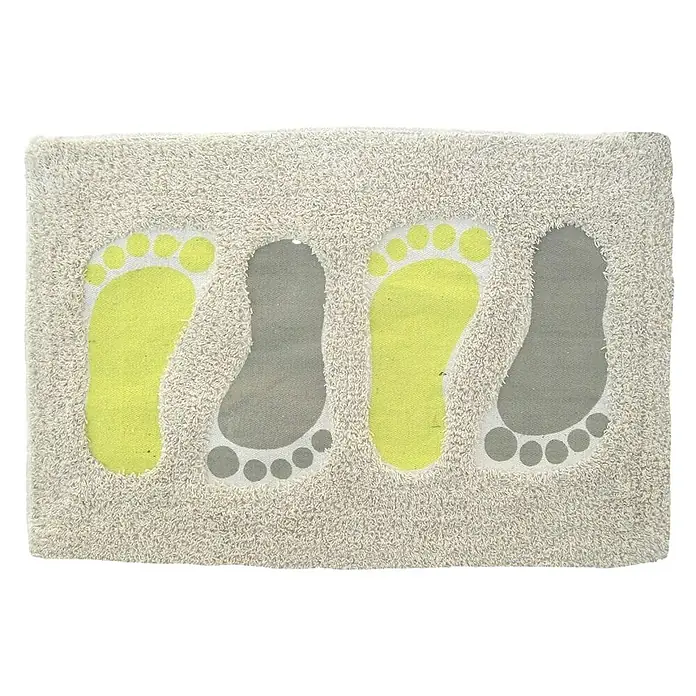 Kupaonski tepih Foot - 40 x 60 cm, Bež-zelene boje - Pogled sprijeda