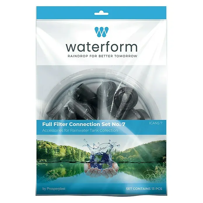 Regenwasserfilter Verbindungsset - 13 -tlg., Passend für: Regentonne Maze, Tube, Aquacan, Smooth, Peruno, Aqua Tower, Tower Stone - Vorderansicht