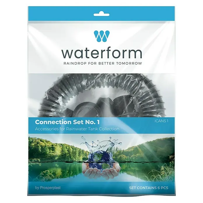 Regentonnen-Verbindungs-Set - 6 -tlg., Passend für: Regentonne Maze, Tube, Aquacan, Smooth, Peruno, Aqua Tower & Tower Stone - Vorderansicht