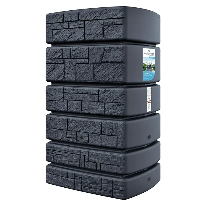 Regenspeicher Tower Stone - 500 l, Anthrazit - Diagonale Ansicht