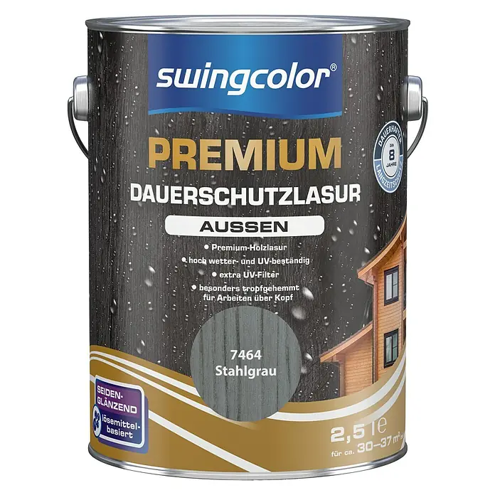 swingcolor Premium Dauerschutzlasur Metallic Design - Granit, 2,5 l, Seidenglänzend, Lösemittelbasiert - Vorderansicht