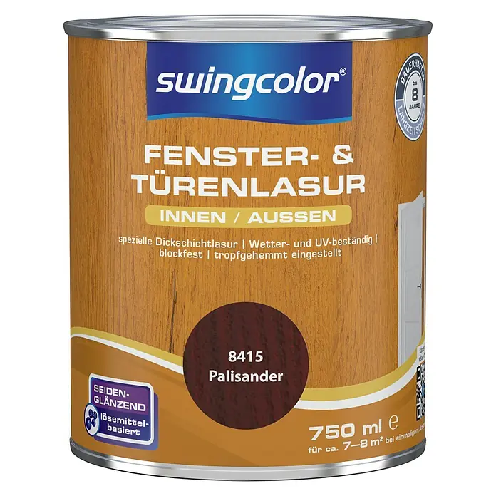 swingcolor Fenster- & Türenlasur - Palisander, 750 ml, Seidenglänzend, Lösemittelbasiert - Vorderansicht