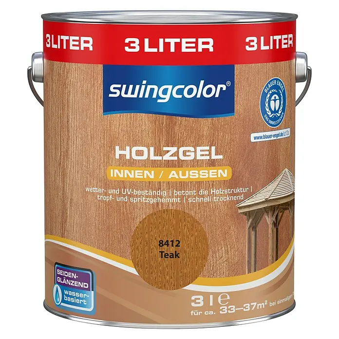 swingcolor Holzgel - Teak, Seidenglänzend, 3 l, Wasserbasiert - Vorderansicht