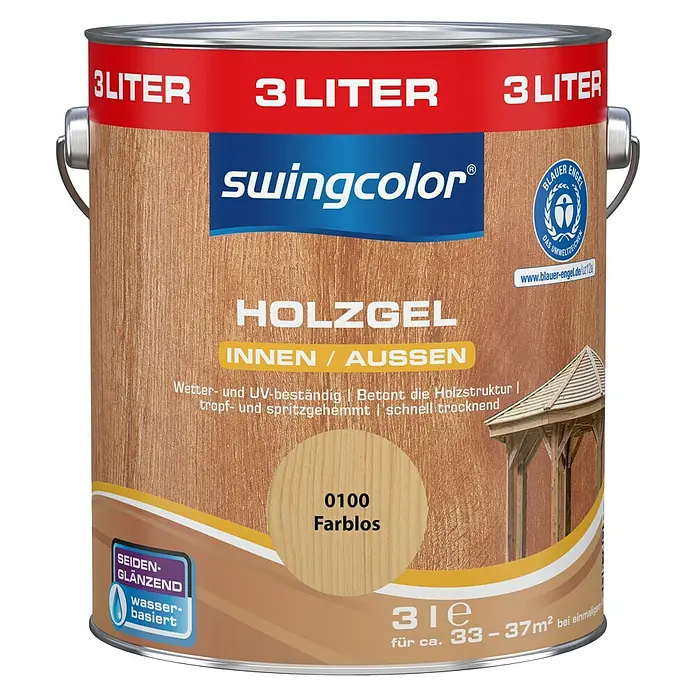 swingcolor Holzgel - Farblos, Seidenglänzend, 3 l, Wasserbasiert - Vorderansicht