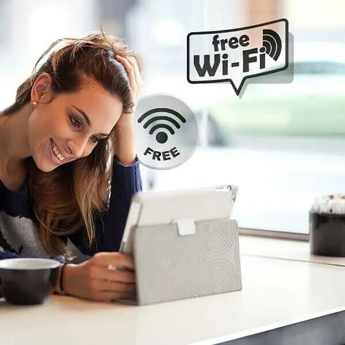 Adhesivos decorativos Free Wi-Fi Modern - Lámina adhesiva decorativa, 31 x 15 cm, Negro/Gris - Producto en uso