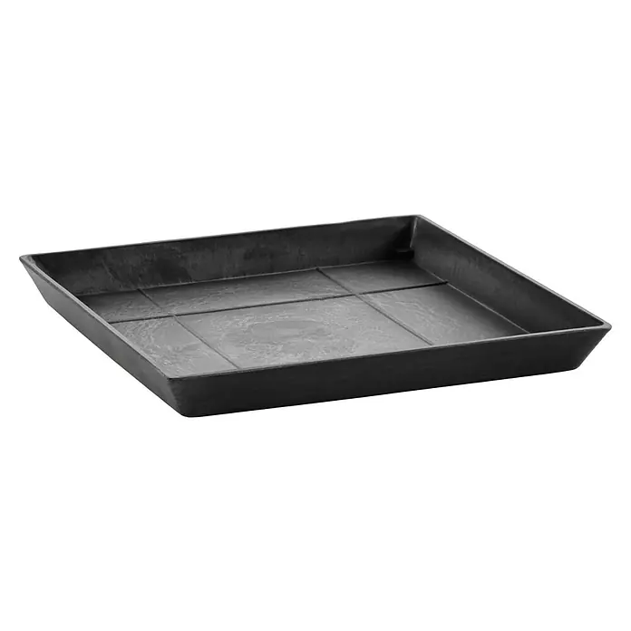 Ecopots Kasten-Untersetzer Rotterdam - 35,5 x 35,5 x 3,5 cm, Kunststoff, Dunkelgrau - Diagonale Ansicht