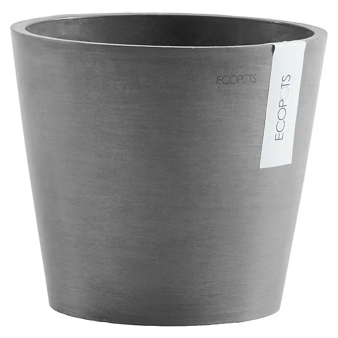 Ecopots Amsterdam Pflanztopf - Außenmaß (Ø x H): 20 x 17,5 cm, Kunststoff, Grau - Vorderansicht