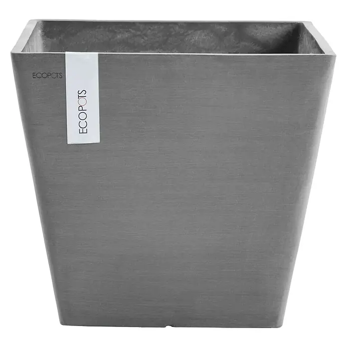 Ecopots Pflanzkasten Rotterdam - Außenmaß (L x B x H): 40 x 40 x 35 cm, Kunststoff, Grau - Vorderansicht