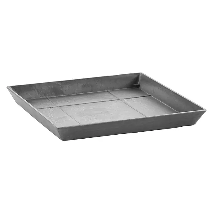 Ecopots Kasten-Untersetzer Rotterdam - 28 x 28 x 3 cm, Kunststoff, Grau - Diagonale Ansicht