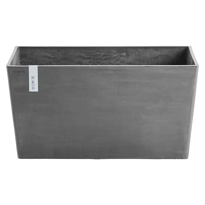 Ecopots Pflanzkasten Paris - Außenmaß (L x B x H): 60 x 26 x 40 cm, Kunststoff, Grau - Vorderansicht