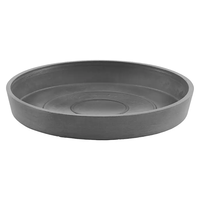 Ecopots Blumentopf-Untersetzer Amsterdam - Außenmaß (Ø x H): 18 x 2,5 cm, Kunststoff, Grau - Diagonale Ansicht