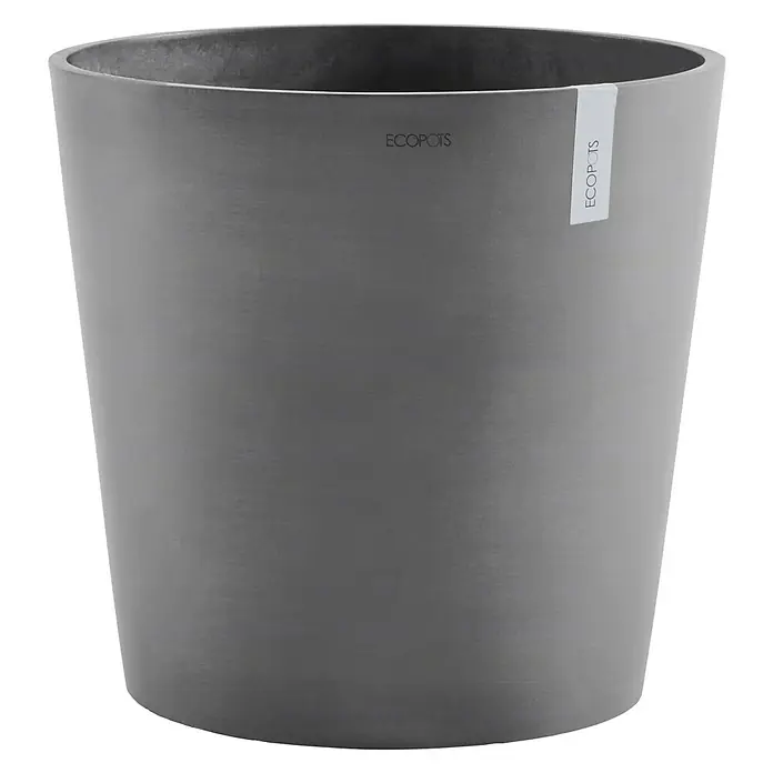 Ecopots Amsterdam Pflanztopf - Außenmaß (Ø x H): 50 x 44 cm, Kunststoff, Grau - Vorderansicht
