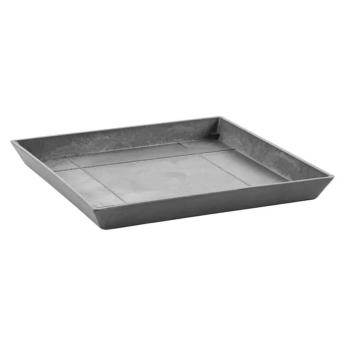 Ecopots Kasten-Untersetzer Rotterdam - 43 x 43 x 3,5 cm, Kunststoff, Grau - Diagonale Ansicht