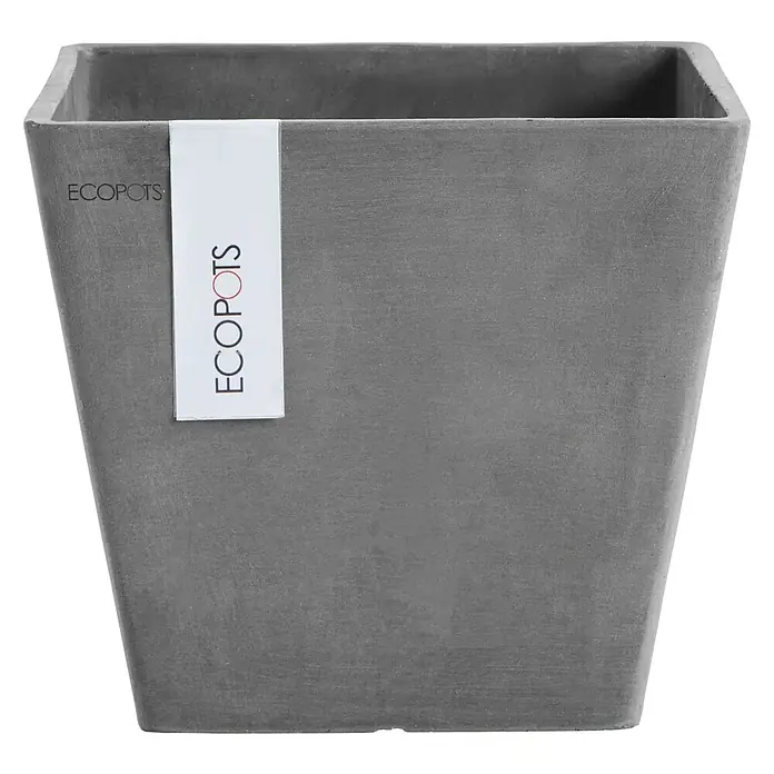 Ecopots Pflanzkasten Rotterdam - Außenmaß (L x B x H): 20 x 20 x 17,5 cm, Kunststoff, Grau - Vorderansicht
