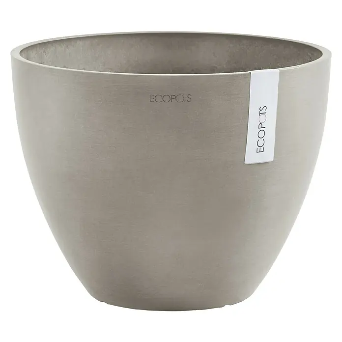 Ecopots Pflanztopf Antwerpen - Außenmaß (Ø x H): 40 x 30 cm, Kunststoff, Taupe - Vorderansicht