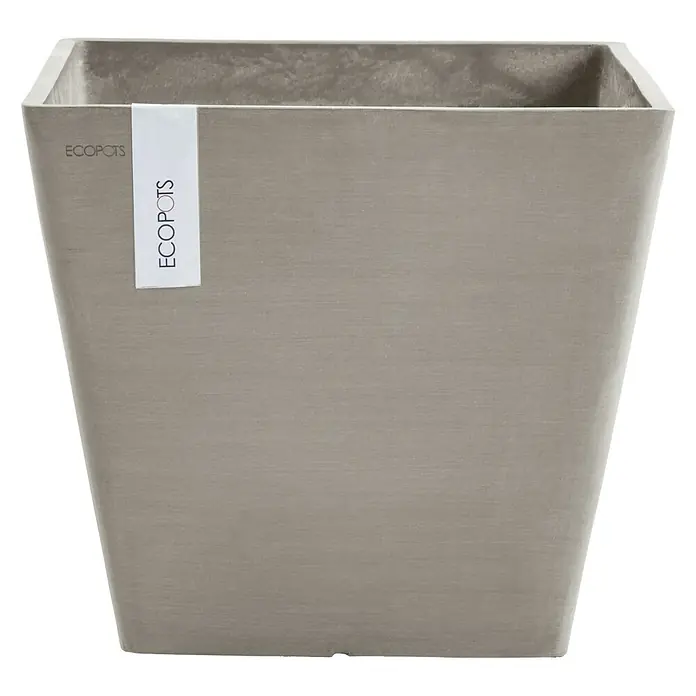 Ecopots Pflanzkasten Rotterdam - Außenmaß (L x B x H): 30 x 30 x 26 cm, Kunststoff, Taupe - Vorderansicht