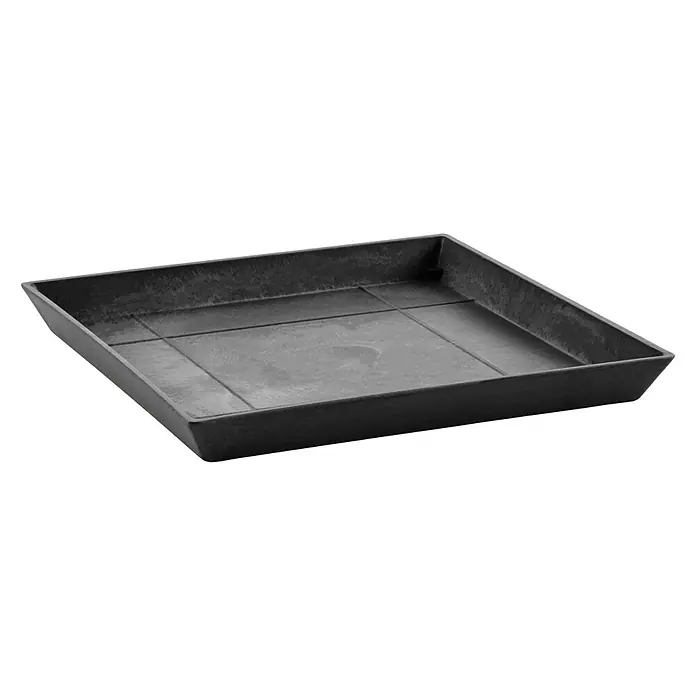 Ecopots Kasten-Untersetzer Rotterdam - 43 x 43 x 3,5 cm, Kunststoff, Dunkelgrau - Diagonale Ansicht