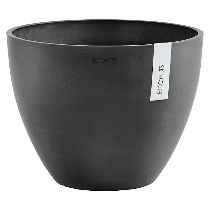 Ecopots Pflanztopf Antwerpen - Außenmaß (Ø x H): 30 x 25,5 cm, Kunststoff, Dunkelgrau - Vorderansicht