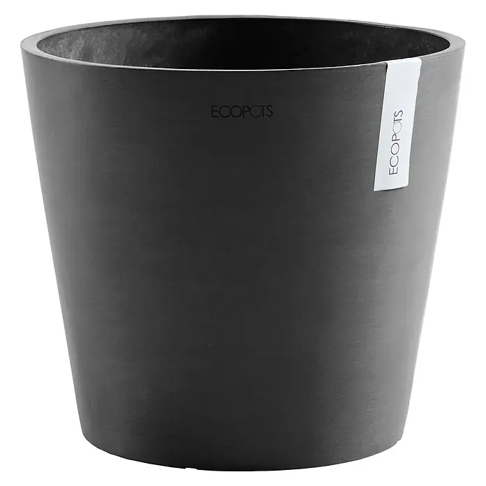 Ecopots Amsterdam Pflanztopf - Außenmaß (Ø x H): 40 x 35 cm, Kunststoff, Dunkelgrau - Vorderansicht