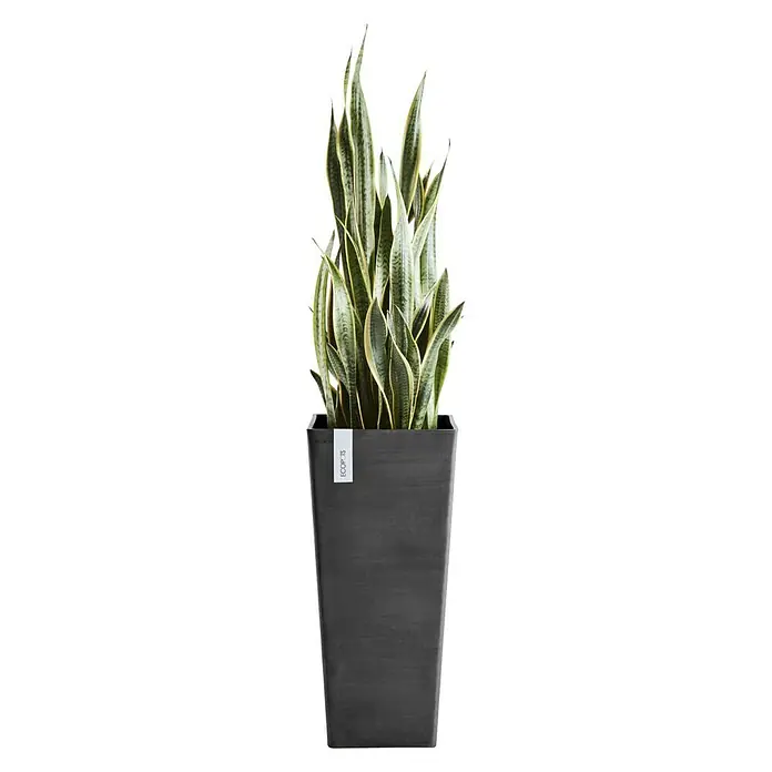 Ecopots Pflanzsäule eckig Rotterdam High - Außenmaß (L x B x H): 32 x 32 x 70 cm, Kunststoff, Dunkelgrau - Vorderansicht