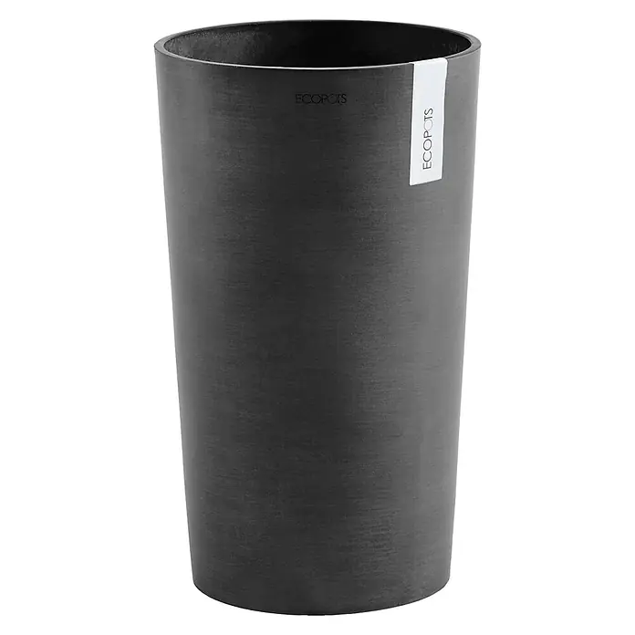 Ecopots Amsterdam Pflanzsäule rund - Außenmaß (Ø x H): 32,5 x 70 cm, Kunststoff, Dunkelgrau - Vorderansicht