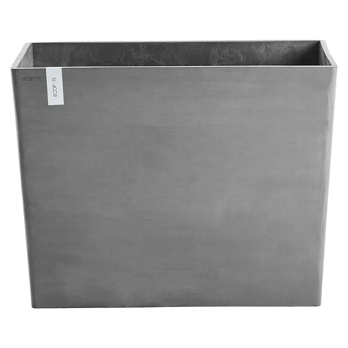 Ecopots Pflanzkasten Paris - Außenmaß (L x B x H): 85 x 40 x 65 cm, Kunststoff, Grau, Ausstattung Pflanzgefäß: Rollen - Vorderansicht