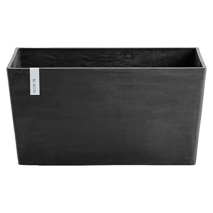 Ecopots Pflanzkasten Paris - Außenmaß (L x B x H): 60 x 26 x 40 cm, Kunststoff, Dunkelgrau - Vorderansicht