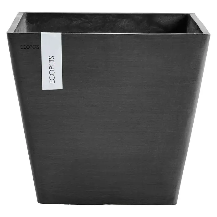 Ecopots Pflanzkasten Rotterdam - Außenmaß (L x B x H): 30 x 30 x 26 cm, Kunststoff, Dunkelgrau - Vorderansicht