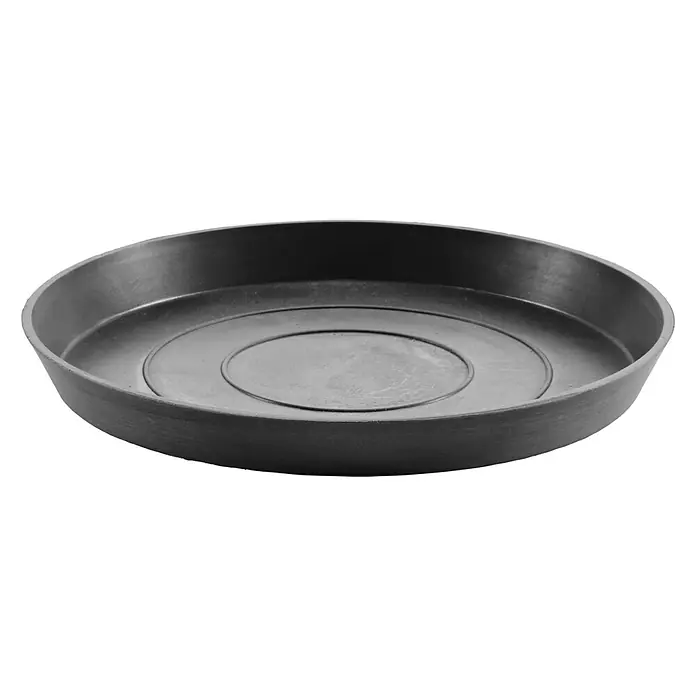 Ecopots Blumentopf-Untersetzer Amsterdam - Außenmaß (Ø x H): 29 x 3 cm, Kunststoff, Dunkelgrau - Diagonale Ansicht