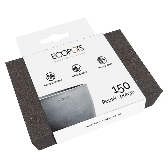 Ecopots Schleifschwamm - Passend für: Alle Ecopots- Pflanztöpfe und Untersetzer - Diagonale Ansicht