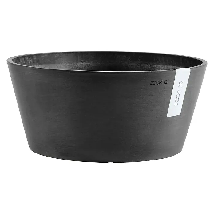 Ecopots Pflanzschale rund Amsterdam - Außenmaß (Ø x H): 30,5 x 15 cm, Kunststoff, Dunkelgrau - Vorderansicht