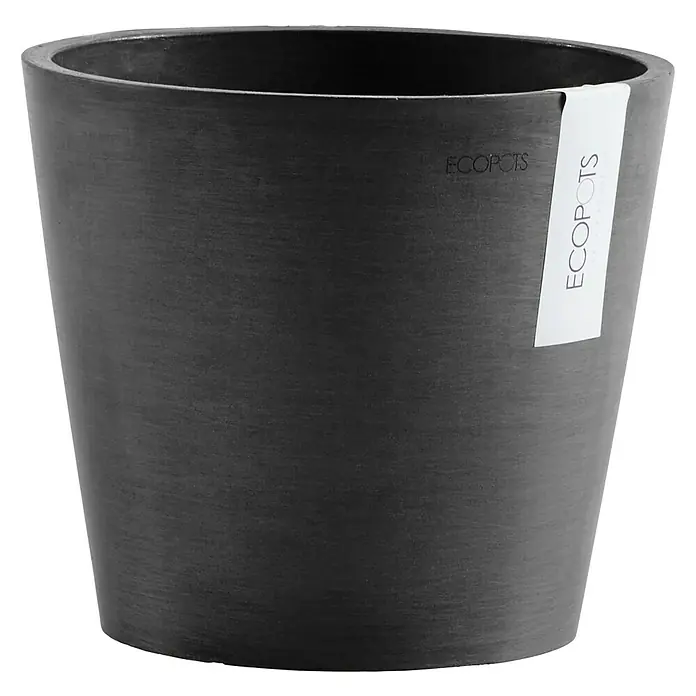 Ecopots Amsterdam Pflanztopf - Außenmaß (Ø x H): 20 x 17,5 cm, Kunststoff, Dunkelgrau - Vorderansicht