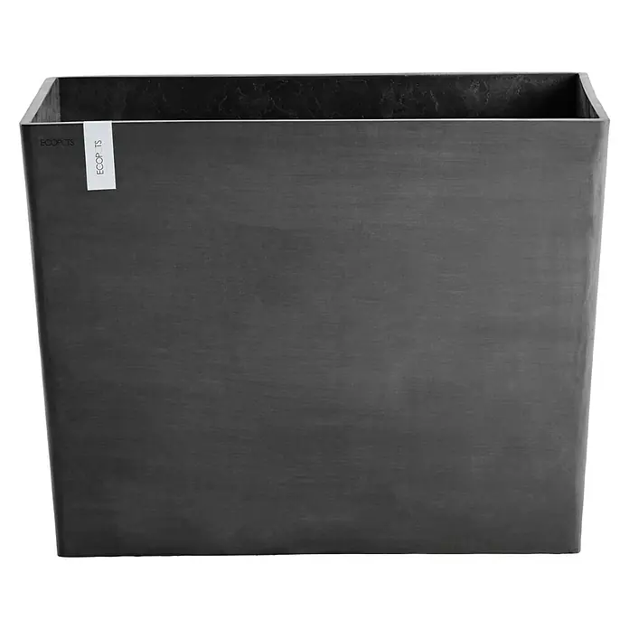 Ecopots Pflanzkasten Paris - Außenmaß (L x B x H): 85 x 40 x 65 cm, Kunststoff, Dunkelgrau, Ausstattung Pflanzgefäß: Rollen - Vorderansicht