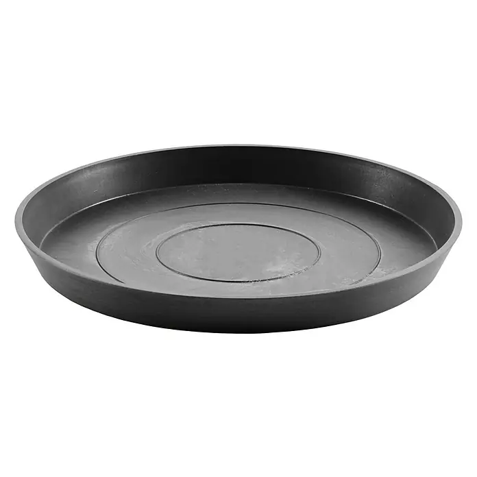 Ecopots Blumentopf-Untersetzer Amsterdam - Außenmaß (Ø x H): 44,5 x 3,5 cm, Kunststoff, Dunkelgrau - Diagonale Ansicht